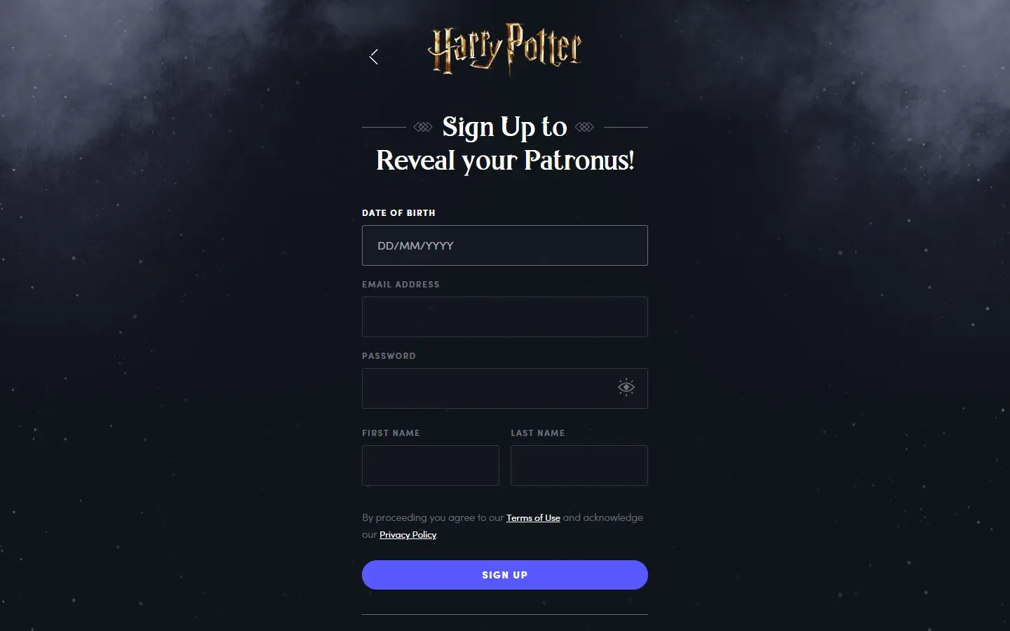 Discover Your Patronus homepage