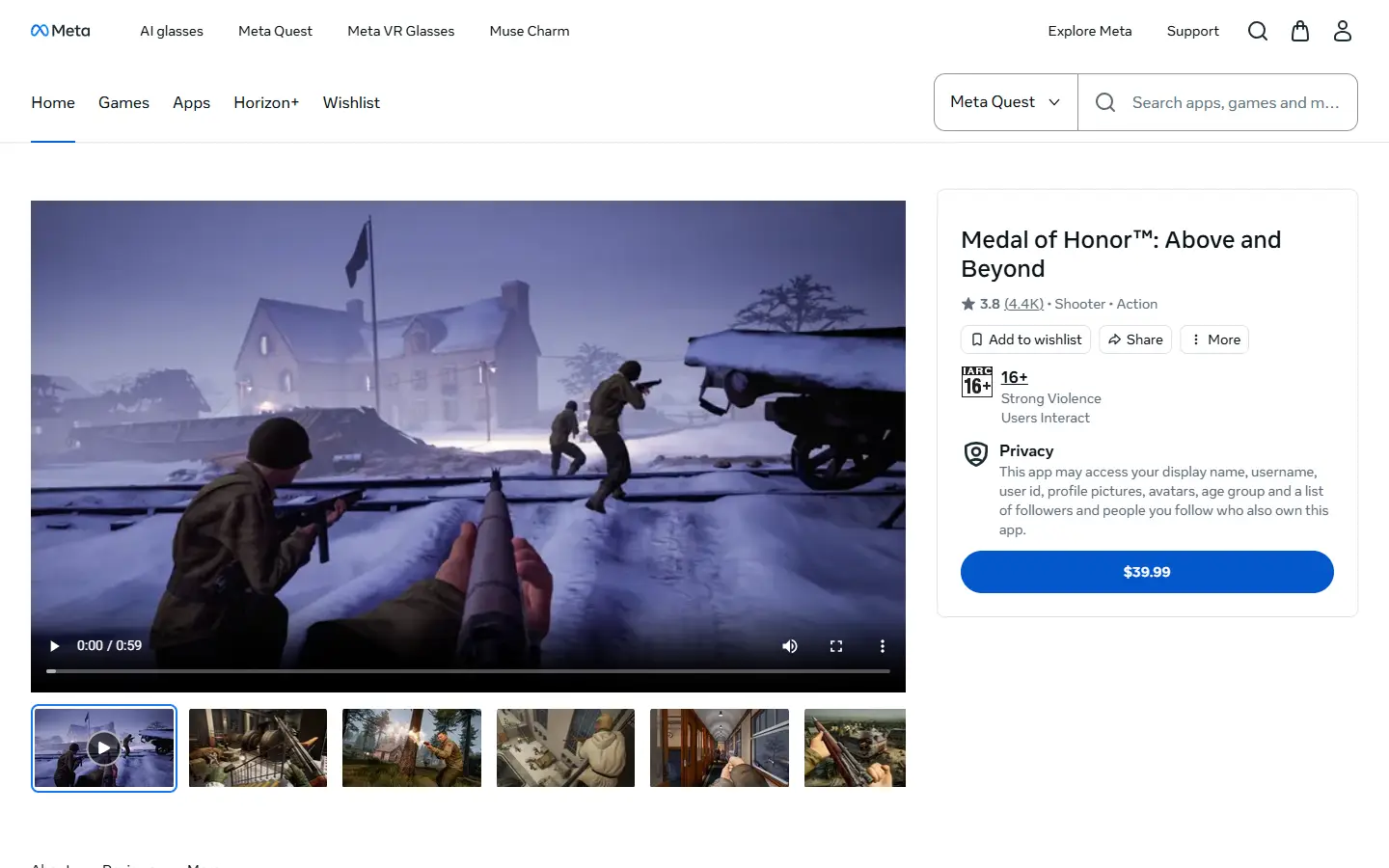 Medal of Honor: Above & Beyond homepage